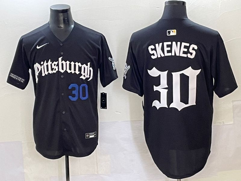 Men 2025 Pittsburgh Pirates #30 Skenes Black Five generations Joint Name Nike MLB Jersey style 7->pittsburgh pirates->MLB Jersey